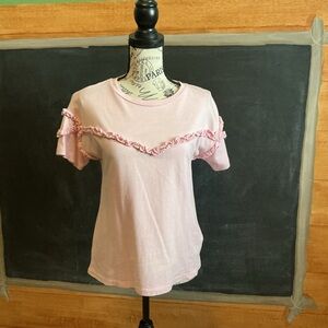 Brooks Brothers cotton candy pink ruffled t shirt size small.